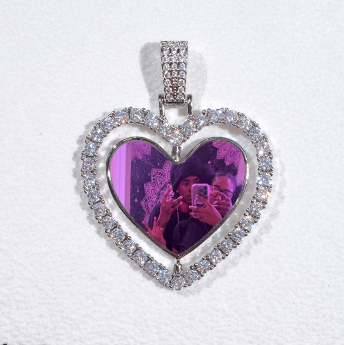 3D Spinning 2-Faced Heart Custom Picture Pendant
