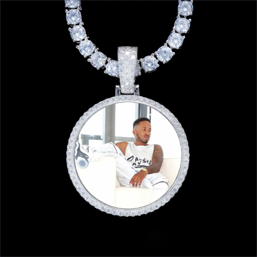 925S & VVS Moissanite 3D Circle Custom Picture Pendant
