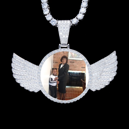 925S & VVS Moissanite 3D Wing Custom Picture Pendant