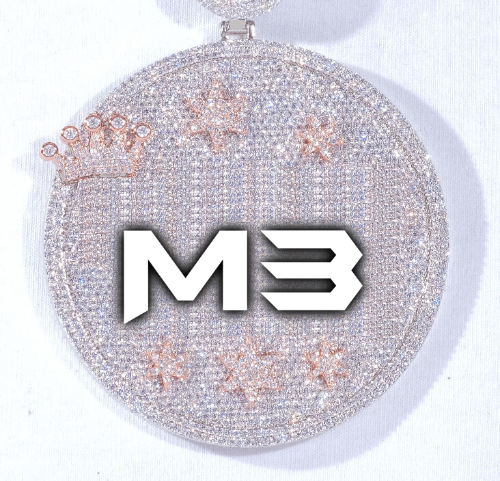 CUSTOM LETTER NECKLACE 3D BIG CROWN DISC
