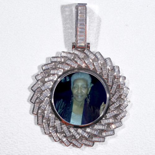 Large 3D Baguette Custom Picture Pendant