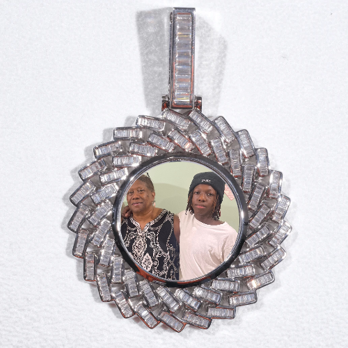 Large 3D Baguette Custom Picture Pendant