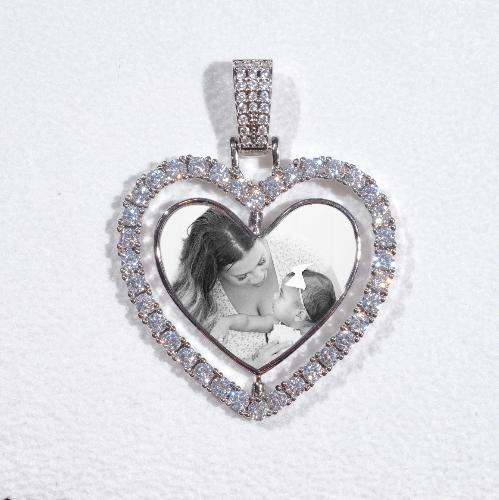 3D Spinning 2-Faced Heart Custom Picture Pendant