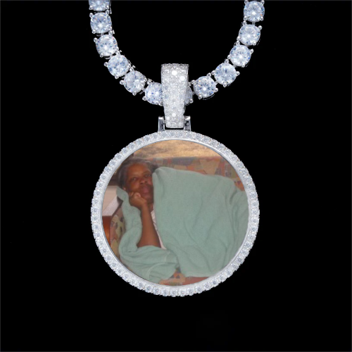 925S & VVS Moissanite 3D Circle Custom Picture Pendant