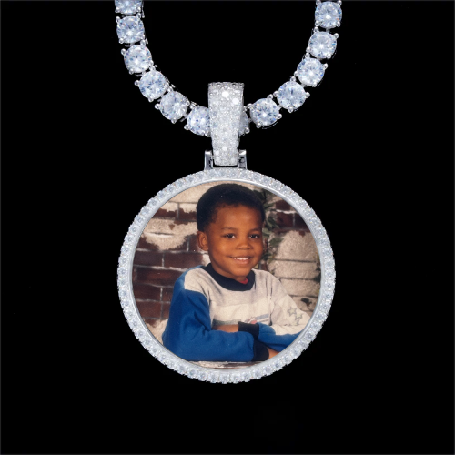 925S & VVS Moissanite 3D Circle Custom Picture Pendant