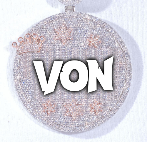 CUSTOM LETTER NECKLACE 3D BIG CROWN DISC