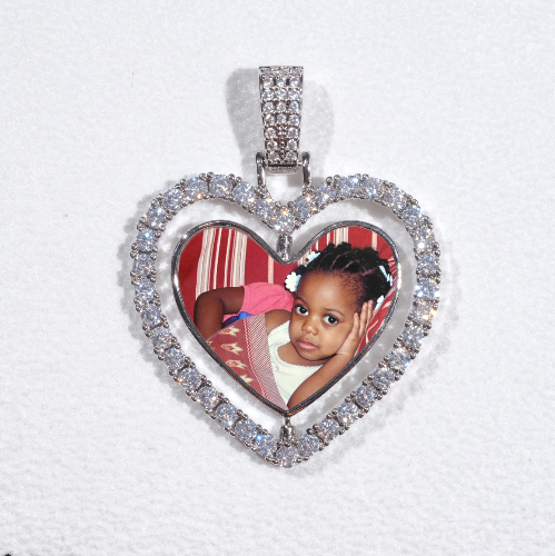 3D Spinning 2-Faced Heart Custom Picture Pendant