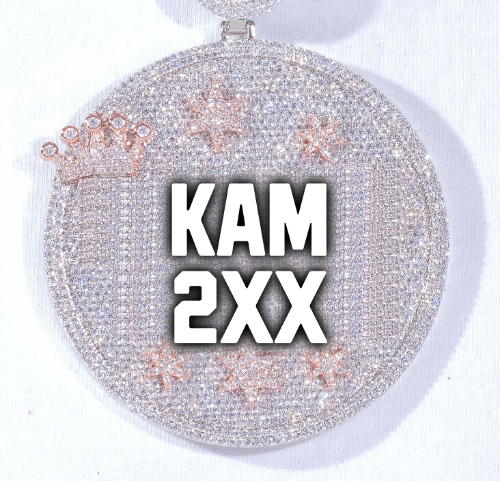 CUSTOM LETTER NECKLACE 3D BIG CROWN DISC