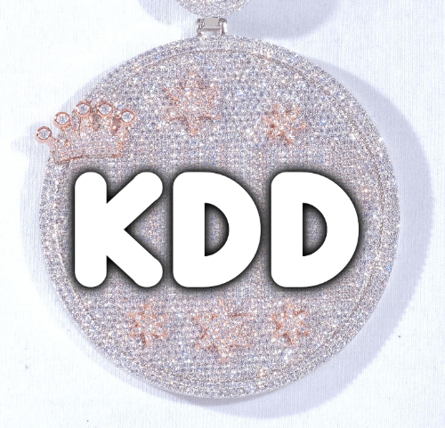 CUSTOM LETTER NECKLACE 3D BIG CROWN DISC