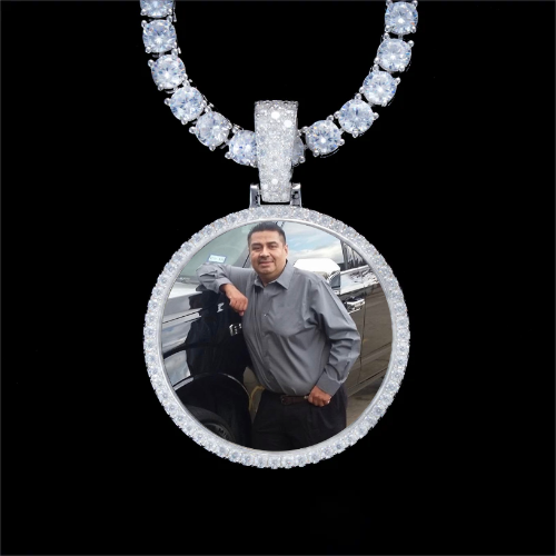 925S & VVS Moissanite 3D Circle Custom Picture Pendant