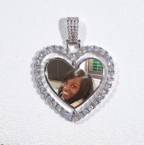 3D Spinning 2-Faced Heart Custom Picture Pendant
