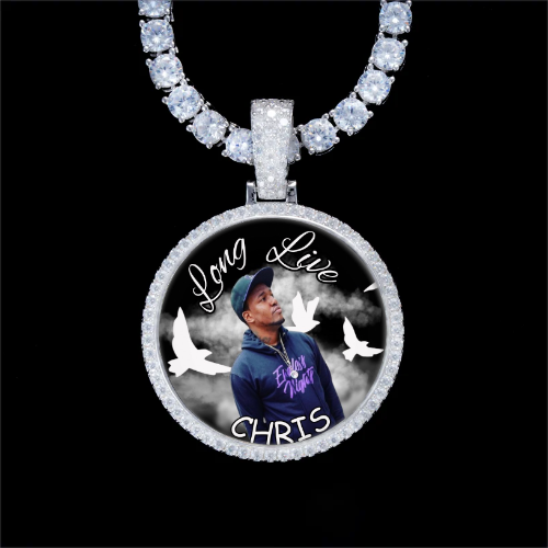 925S & VVS Moissanite 3D Circle Custom Picture Pendant