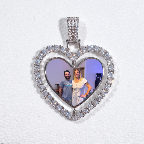 3D Spinning 2-Faced Heart Custom Picture Pendant