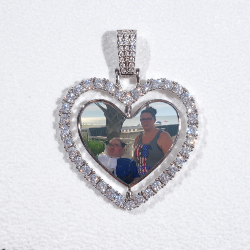 3D Spinning 2-Faced Heart Custom Picture Pendant