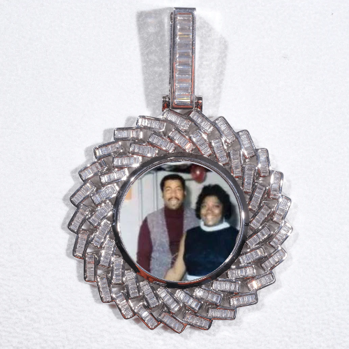 Large 3D Baguette Custom Picture Pendant