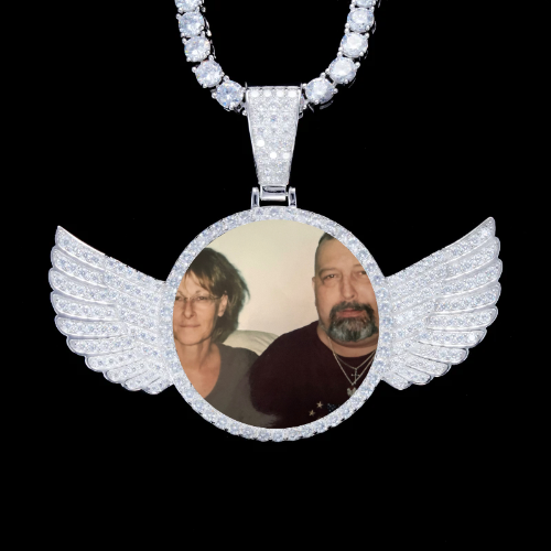 925S & VVS Moissanite 3D Wing Custom Picture Pendant