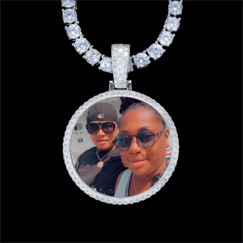 925S & VVS Moissanite 3D Circle Custom Picture Pendant