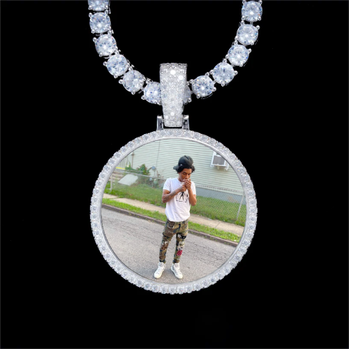 925S & VVS Moissanite 3D Circle Custom Picture Pendant