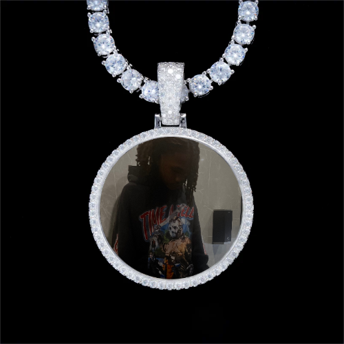 925S & VVS Moissanite 3D Circle Custom Picture Pendant