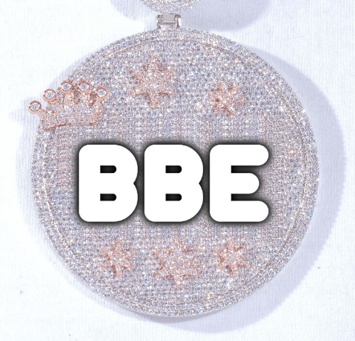 CUSTOM LETTER NECKLACE 3D BIG CROWN DISC