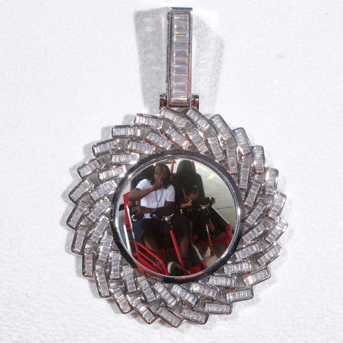 Large 3D Baguette Custom Picture Pendant