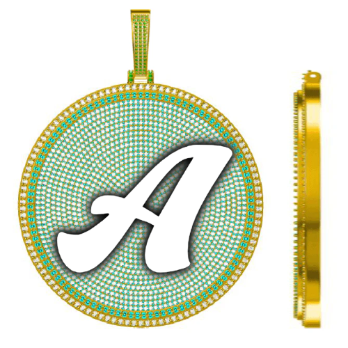 CUSTOM LETTER NECKLACE 3D BIG DISC