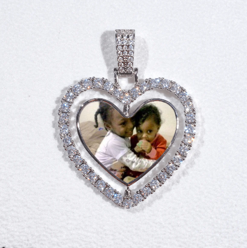 3D Spinning 2-Faced Heart Custom Picture Pendant