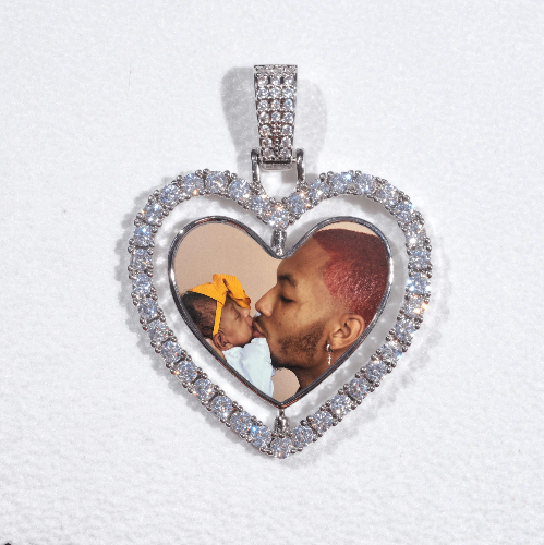 3D Spinning 2-Faced Heart Custom Picture Pendant