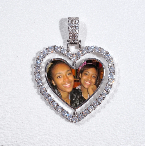 3D Spinning 2-Faced Heart Custom Picture Pendant