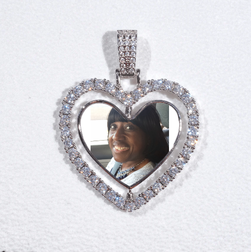 3D Spinning 2-Faced Heart Custom Picture Pendant