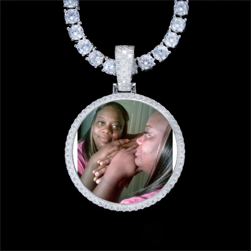 925S & VVS Moissanite 3D Circle Custom Picture Pendant