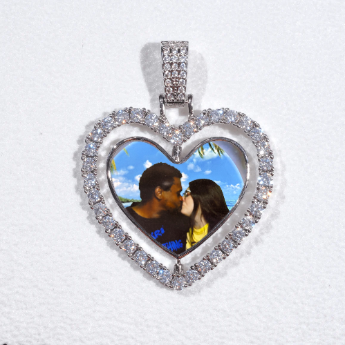 3D Spinning 2-Faced Heart Custom Picture Pendant