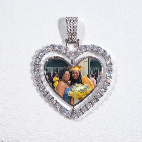 3D Spinning 2-Faced Heart Custom Picture Pendant