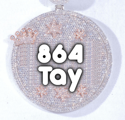 CUSTOM LETTER NECKLACE 3D BIG CROWN DISC
