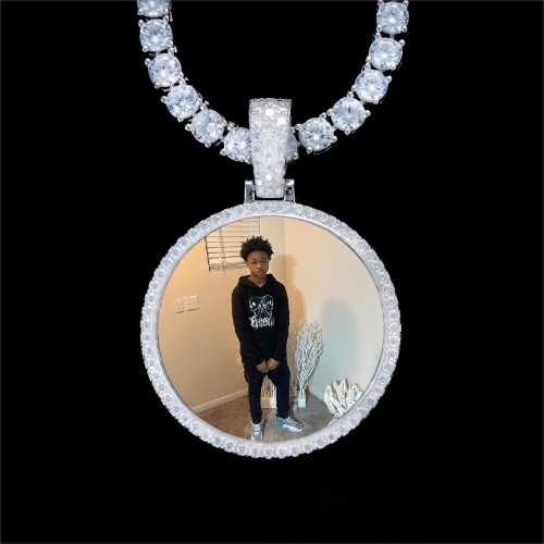 925S & VVS Moissanite 3D Circle Custom Picture Pendant