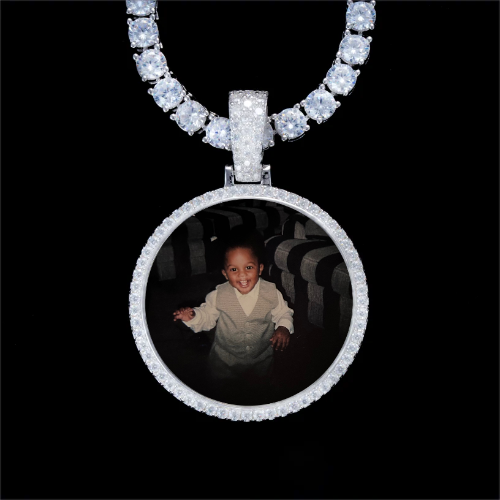 925S & VVS Moissanite 3D Circle Custom Picture Pendant