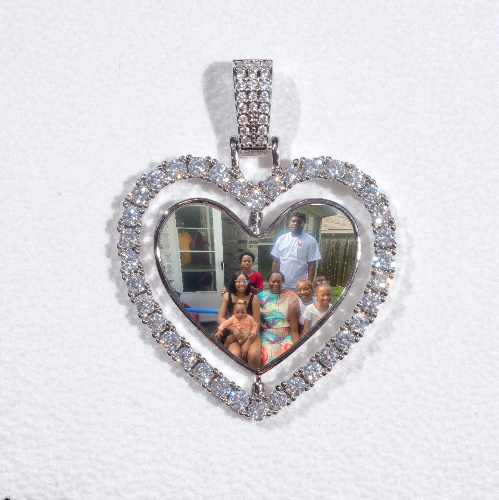 3D Spinning 2-Faced Heart Custom Picture Pendant