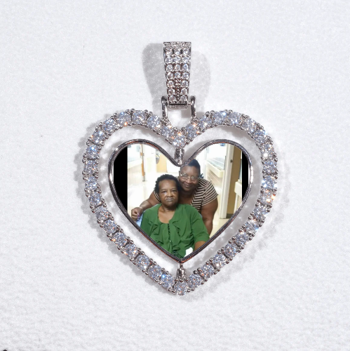3D Spinning 2-Faced Heart Custom Picture Pendant