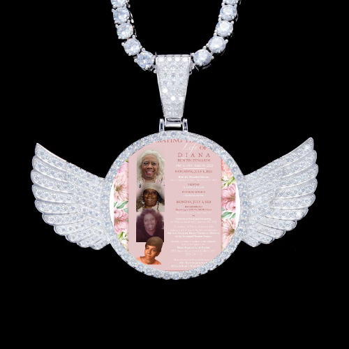 925S & VVS Moissanite 3D Wing Custom Picture Pendant