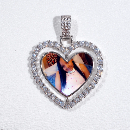 3D Spinning 2-Faced Heart Custom Picture Pendant