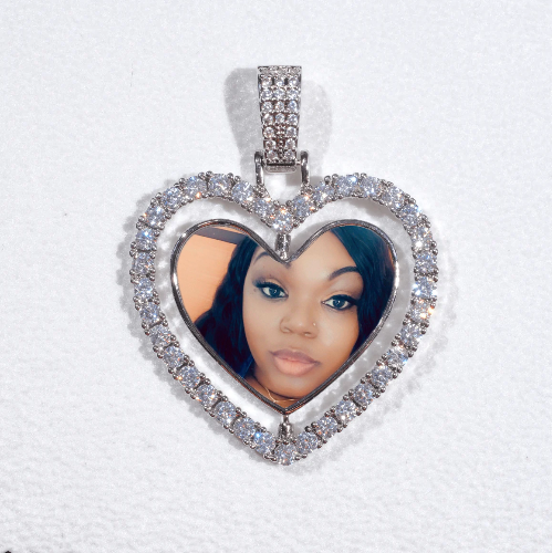 3D Spinning 2-Faced Heart Custom Picture Pendant