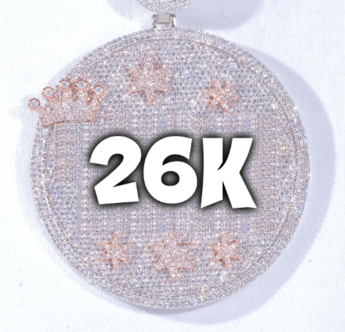 CUSTOM LETTER NECKLACE 3D BIG CROWN DISC