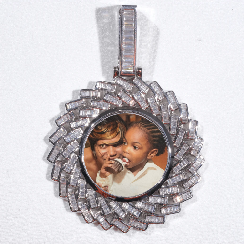 Large 3D Baguette Custom Picture Pendant