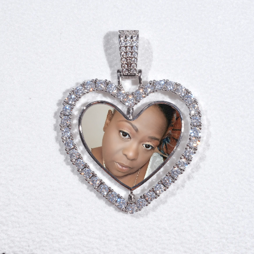 3D Spinning 2-Faced Heart Custom Picture Pendant