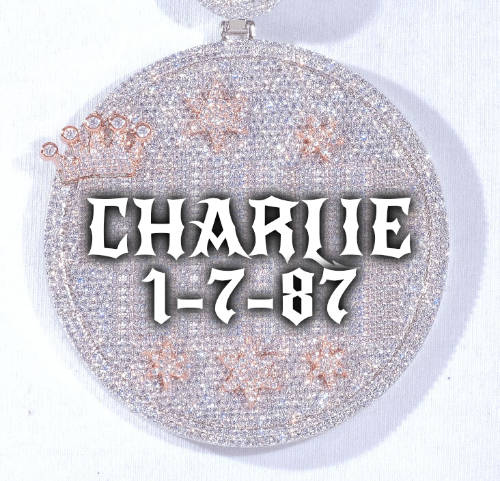 CUSTOM LETTER NECKLACE 3D BIG CROWN DISC