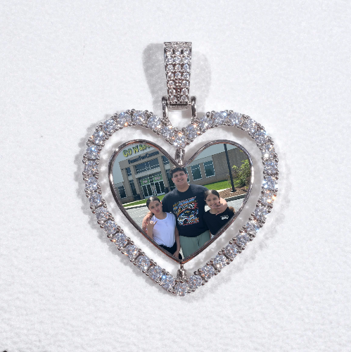 3D Spinning 2-Faced Heart Custom Picture Pendant