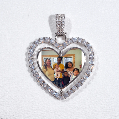 3D Spinning 2-Faced Heart Custom Picture Pendant