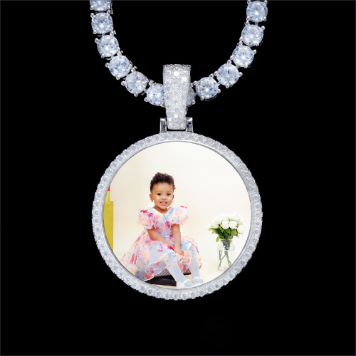 925S & VVS Moissanite 3D Circle Custom Picture Pendant