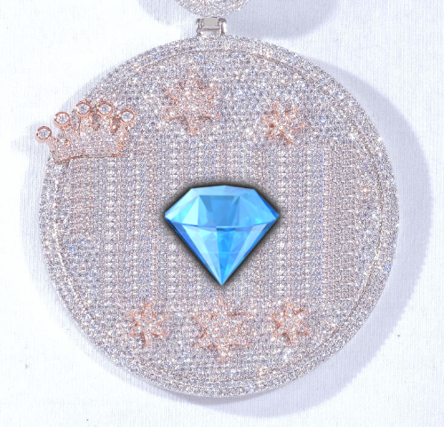 CUSTOM LETTER NECKLACE 3D BIG CROWN DISC
