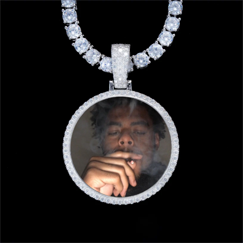 925S & VVS Moissanite 3D Circle Custom Picture Pendant